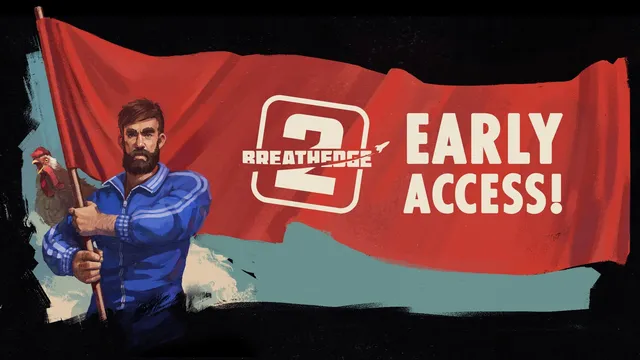 Official Breathedge 2 Early Access artwork with the Man and a red launch flag